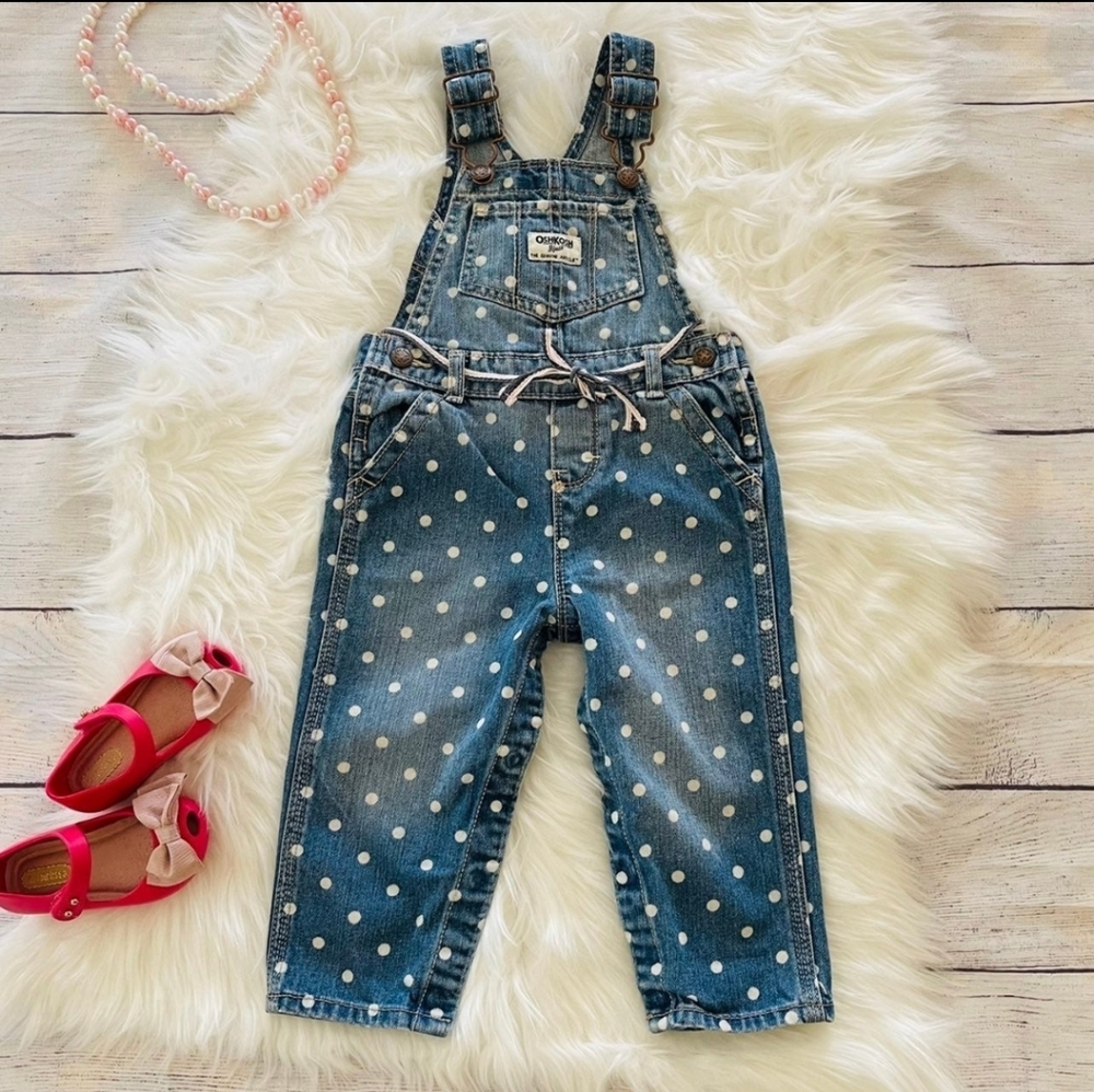 Baby Girl OshKosh Polka Dot Denim Overalls